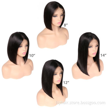 Cheap wholesale lace wig raw Brazilian human hair 4*4 lace frontal wigs straight bob short wigs for black women